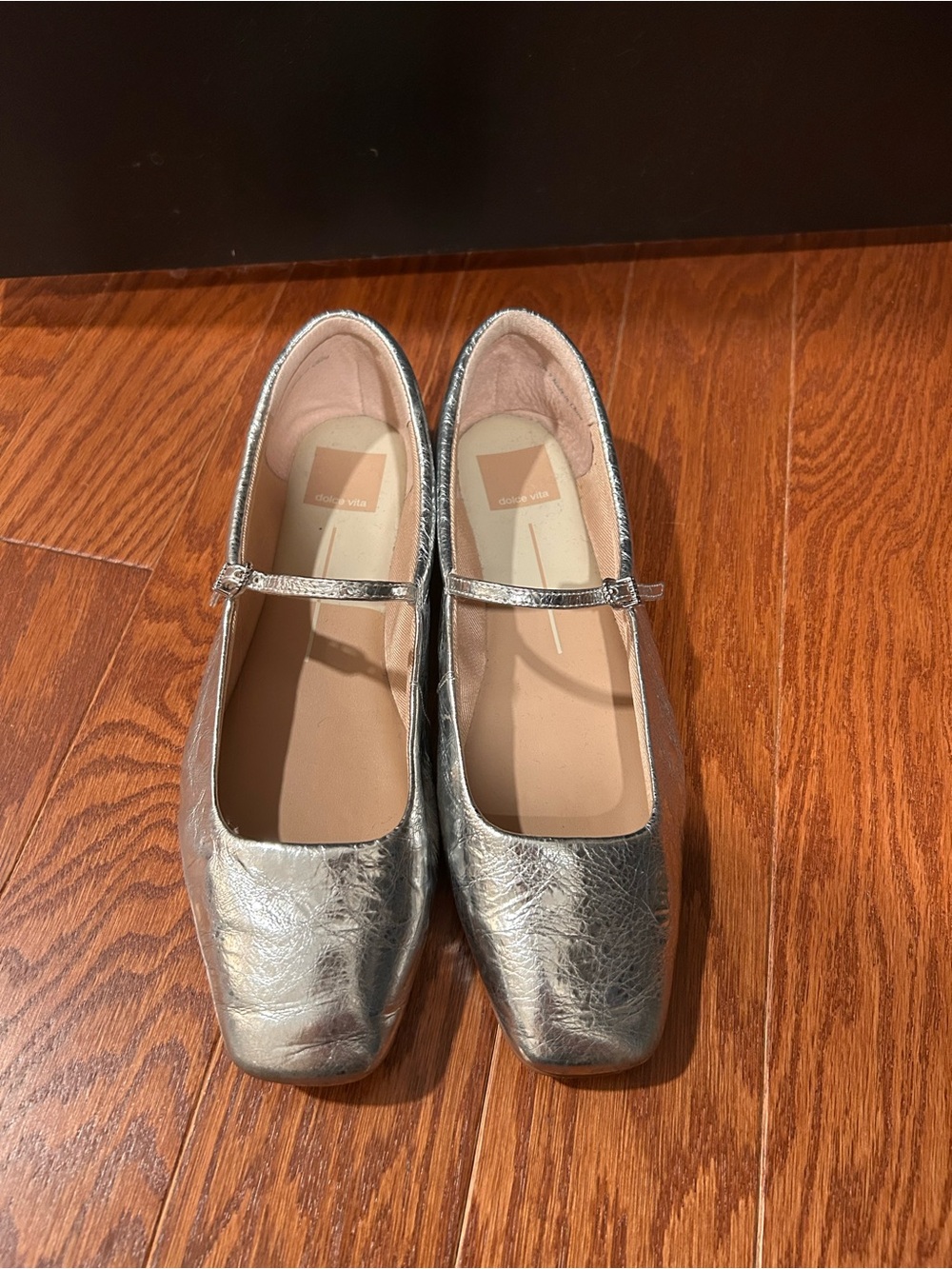 Dolce Vita Mary Jane Metallic Silver Ballet Flats - Women